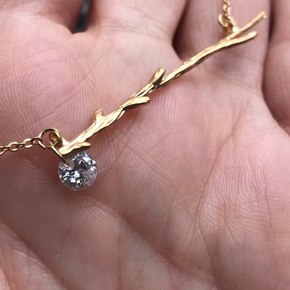 14K Gold Branch Diamond Boutique Feminine Necklace - Picture 5 of 8